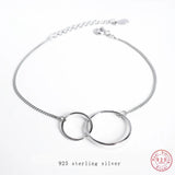 925 Silver Double Ring Geometric Bracelet Women Temperament Jewelry