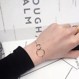 925 Silver Double Ring Geometric Bracelet Women Temperament Jewelry