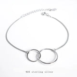 925 Silver Double Ring Geometric Bracelet Women Temperament Jewelry