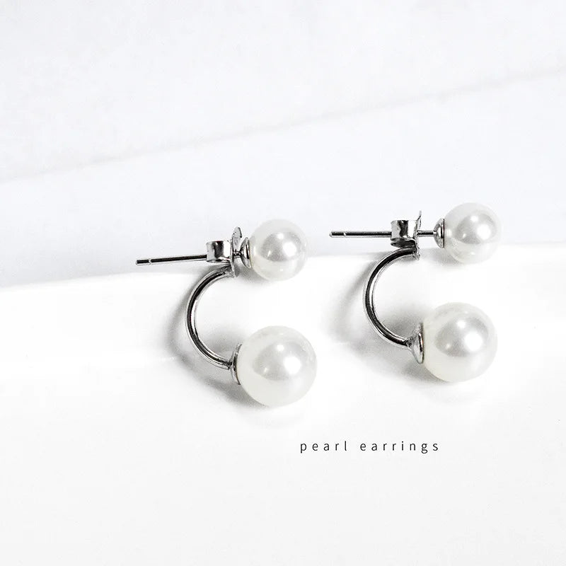 925 Silver Pearl Earrings for Women Wedding Party Dress Jewelry