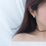 925 Silver Pearl Earrings for Women Wedding Party Dress Jewelry