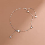 925 Silver Butterfly Anklet Zircon Party Jewelry