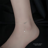 925 Silver Butterfly Anklet Zircon Party Jewelry