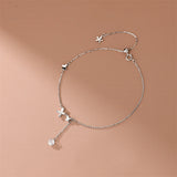 925 Silver Butterfly Anklet Zircon Party Jewelry