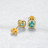 925 Silver Earrings Turquoise Gemstone Square Shape Birthday Party Jewelry