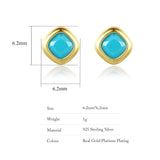 925 Silver Earrings Turquoise Gemstone Square Shape Birthday Party Jewelry