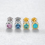 925 Silver Earrings Turquoise Gemstone Square Shape Birthday Party Jewelry