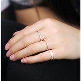 925 Silver Ring Women Clear CZ Stackable Finger Rings Wedding Jewelry