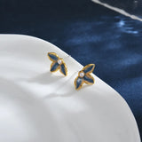 925 Sterling Silver Enamel Epoxy Petal Pearl Earrings French Flower Party Gift