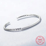 925 Silver Retro Twist Bangle Women Jewelry