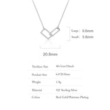 925 Sterling Silver Double Square Buckles Necklace Party