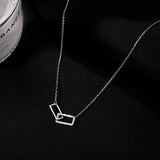 925 Sterling Silver Double Square Buckles Necklace Party