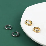 925 Silver Geometic Hoop Earrings for Women Girls Small Party Jewelry