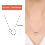 925 Silver Double Circle Interlocking Necklace Choker for Women