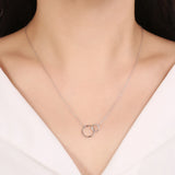 925 Silver Double Circle Interlocking Necklace Choker for Women