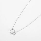 925 Silver Double Circle Interlocking Necklace Choker for Women