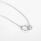 925 Silver Double Circle Interlocking Necklace Choker for Women