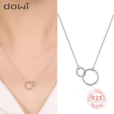 925 Silver Double Circle Interlocking Necklace Choker for Women