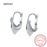 925 Silver Geometric Ear Buckles Metalic Hoop Earrings