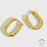 925 Silver Geometric Oval Stud Earrings Punk Party Jewelry Gift