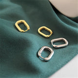 925 Silver Geometric Oval Stud Earrings Punk Party Jewelry Gift