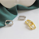 925 Silver Geometric Oval Stud Earrings Punk Party Jewelry Gift
