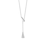 925 Silver Zircon Triangle Necklace Double Pendant Chain for Women
