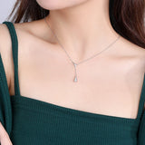 925 Silver Zircon Triangle Necklace Double Pendant Chain for Women