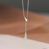 925 Silver Zircon Triangle Necklace Double Pendant Chain for Women