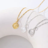 925 Silver Vintage Necklace Oval Coin Pendant Fine Jewelry