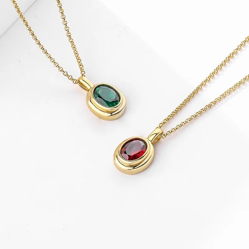 925 Silver Necklace Lab Ruby/Emerald Vintage Birthday Party Jewelry