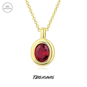 925 Silver Necklace Lab Ruby/Emerald Vintage Birthday Party Jewelry