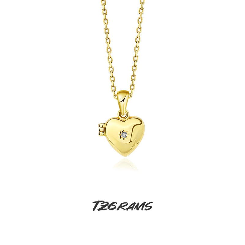 925 Silver Picture Frame Pendant Necklace Heart Shape Birthday Party Jewelry