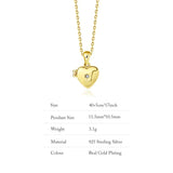 925 Silver Picture Frame Pendant Necklace Heart Shape Birthday Party Jewelry