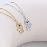 925 Silver Hand of Fatima Necklace w/ Turquoise or Spinel Devil's Eye