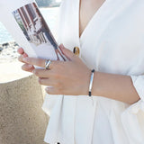 925 Silver Cowhide Rope Bracelet Chain for Couple
