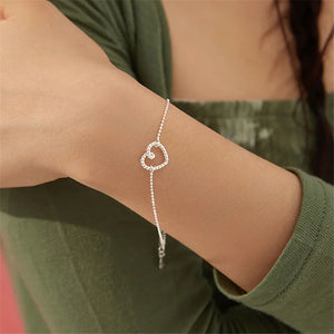 925 Silver Heart Charm Bracelet & Bangle for Women