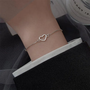 925 Silver Heart Charm Bracelet For Women Girls Wedding Jewelry