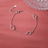 925 Silver Heart Charm Bracelet For Women Girls Wedding Jewelry