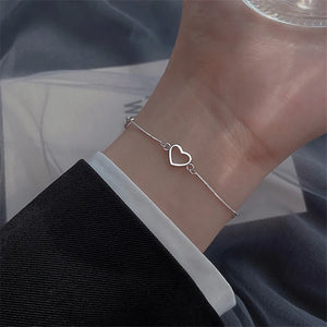 925 Silver Heart Charm Bracelet For Women Girls Wedding Jewelry
