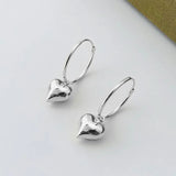 925 Silver Heart Earrings Round Wedding Jewelry Accessories