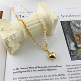925 Silver Heart Pendant Pearl Necklace for Women