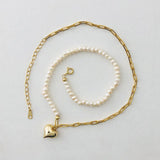 925 Silver Heart Pendant Pearl Necklace for Women