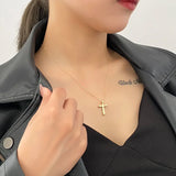 925 Silver Jesus Cross Pendant Necklace Women Church Prayer Wedding Jewelry