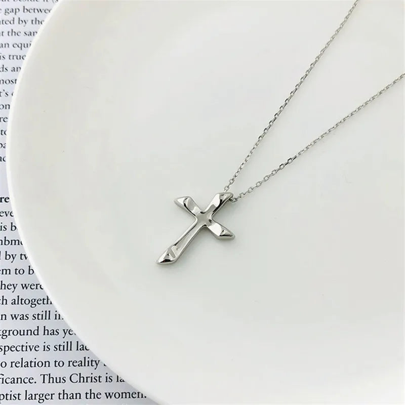 925 Silver Jesus Cross Pendant Necklace Women Church Prayer Wedding Jewelry