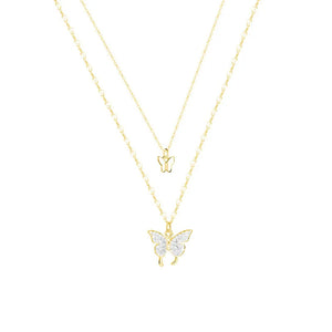 925 Silver Double-layer Butterfly Necklace Unique Fine Jewelry Gift