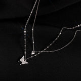 925 Silver Double-layer Butterfly Necklace Unique Fine Jewelry Gift