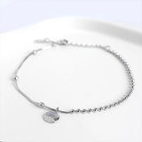 925 Silver LUCKY Disc Pendant Chain Bracelet Wedding Jewelry