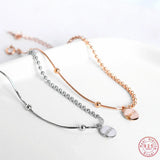 925 Silver LUCKY Disc Pendant Chain Bracelet Wedding Jewelry