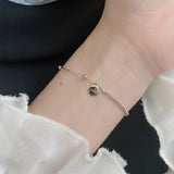 925 Silver LUCKY Disc Pendant Chain Bracelet Wedding Jewelry